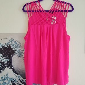 NWT Hot Pink Strappy Neck Tank